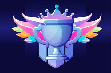 VIP cup award with wings for the winner for ui games.