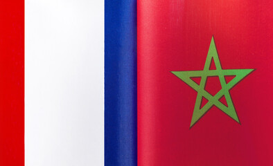 fragments of the national flags of France and the Kingdom of Morocco close-up