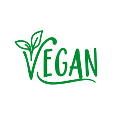 Vegan Vector Lettering Sign Illustration.