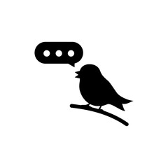 Bird with speech bubble icon isolated on white background