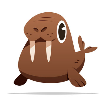 brown cartoon walrus smiling clip art preview