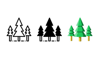 Obraz premium Pine tree icon. With outline, glyph, and flat style