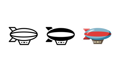 Zeppelin balloon icon. With outline, glyph, and flat style © ranahpixel