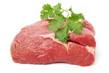 raw beef steak with parsley