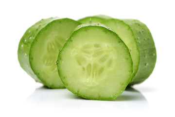 Green cucumber on the white background