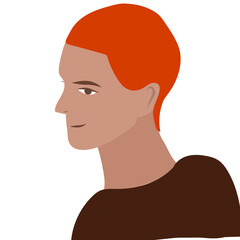 Side view of young male with red hair vector