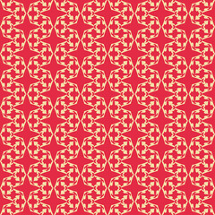 Beautiful background pattern with decorative ornament on a red background, wallpaper. Seamless pattern, texture. Vector image