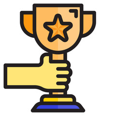 Trophy color line style icon