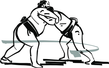 The vector sketch of the sumo wrestler