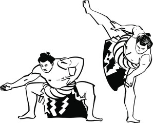 The vector sketch of the sumo wrestler - obrazy, fototapety, plakaty