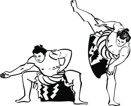 The vector sketch of the sumo wrestler