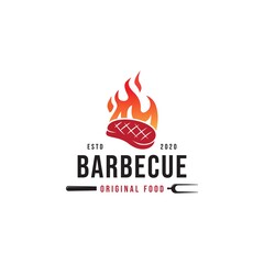 Barbeque logo design. grill food, template Vector flat illustration