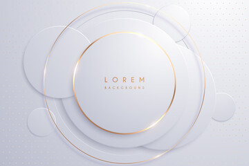 Abstract white and gold circle shapes background
