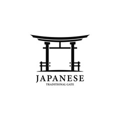 Japanese torii gate logo vector design template - obrazy, fototapety, plakaty