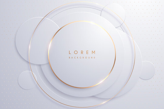 Abstract white and gold circle shapes background