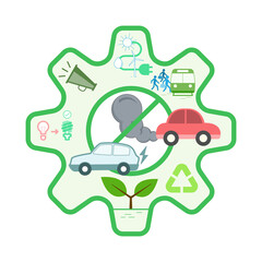 Fix global warming mechanism infographic design. Vector illustration outline flat design style.