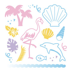 夏 海 南国 トロピカル ファンシー ガーリー おしゃれ かわいい リボン イラスト素材セット 80s Wall Mural 8 Ribbon S 夏 海 南国 トロピカル ファンシー ガーリー おしゃれ かわいい リボン イラスト素材セット 80s Wall Mural 8 Ribbon S