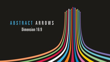 Arrows in perspective going up. Success concept. 16:9 dimension. Vector illustration. EPS10.