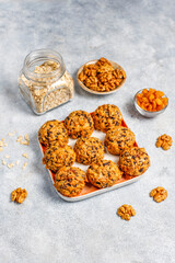 Homemade oatmeal cookies with raisins and walnuts.