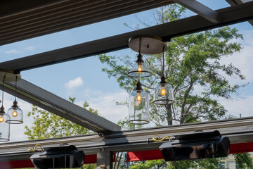 lamp and sky background in cafe