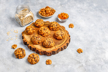 Homemade oatmeal cookies with raisins and walnuts.