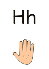 H of hand English alphabet spelling