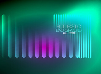 Fototapeta premium Bright neon color techno abstract background, shiny glowing neon lines in the dark background