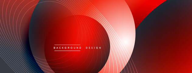 Gradient circles with shadows. Vector techno abstract background. Modern overlapping forms wallpaper background, design template