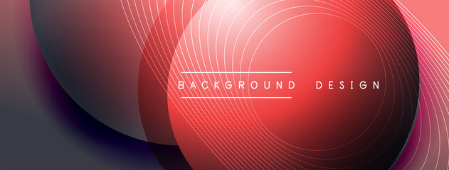 Gradient circles with shadows. Vector techno abstract background. Modern overlapping forms wallpaper background, design template