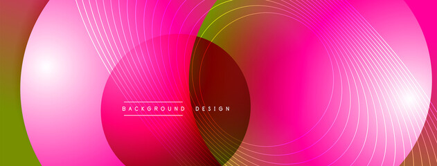Gradient circles with shadows. Vector techno abstract background. Modern overlapping forms wallpaper background, design template