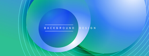 Gradient circles with shadows. Vector techno abstract background. Modern overlapping forms wallpaper background, design template