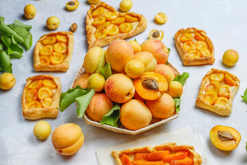 Delicious homemade galette with ripe apricots.