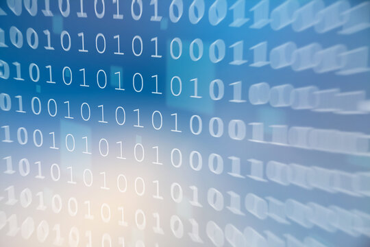 Abstrakter blauer Hintergrund mit bin&auml;ren Zahlenkolonnen