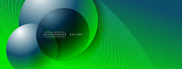 Gradient circles with shadows. Vector techno abstract background. Modern overlapping forms wallpaper background, design template