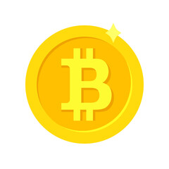 Bitcoin icon as gold and golden coin design