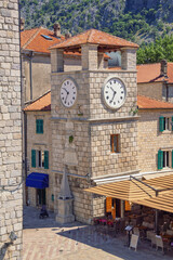 Fototapeta na wymiar Montenegro. Old Town of Kotor. View of Clock Tower