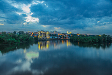 Naklejka premium evening landscape in the city of Penza on the embankment