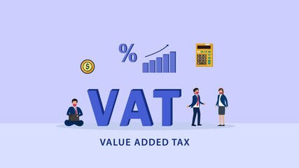 Group of business people with value added tax text