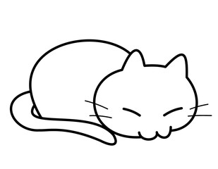 寝ている猫(線画)