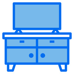 Desk blue line icon