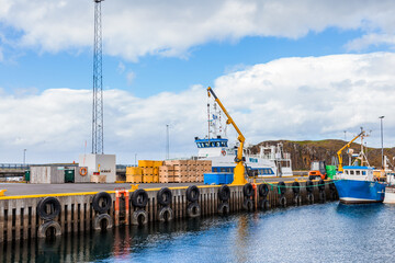 Fototapeta premium view of a small harbor in a gulf of the southern iceland coasts