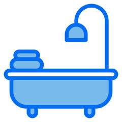hotel_Bathtub blue line icon