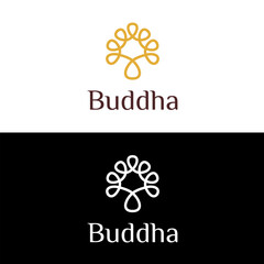 Modern Logo abstract design vector template Linear style. Health Spa Meditation Harmony Logotype concept. Endless Knot (Buddhist symbol).