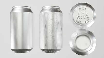 3D render Aluminum Soda can mockup with multiple views
