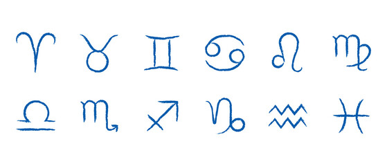 Hand-drawn zodiac signs vector icons 手描き風12星座のマークセット © natsumi