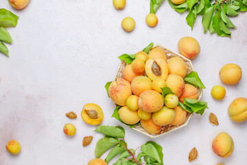 Organic sweet juicy apricot fruits.