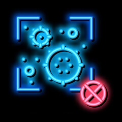 virus detection neon light sign vector. Glowing bright icon virus detection sign. transparent symbol illustration
