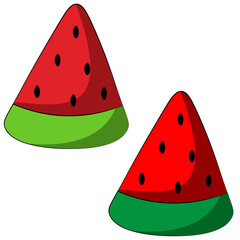 Single element Watermelom slice. Draw illustration in color