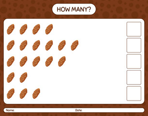 How many counting game with taro root. worksheet for preschool kids, kids activity sheet, printable worksheet