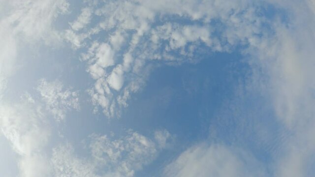 Time lapse of the directly above white clouds in the blue sky
